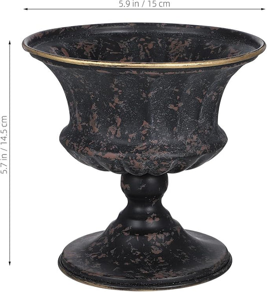 Vintage Metal Urn Planter, Farmhouse Bucket Flower Pots for Indoor Outdoor Plants, Tall Urn Planter, Garden Pillar Flowerpot, Desktop Ornament