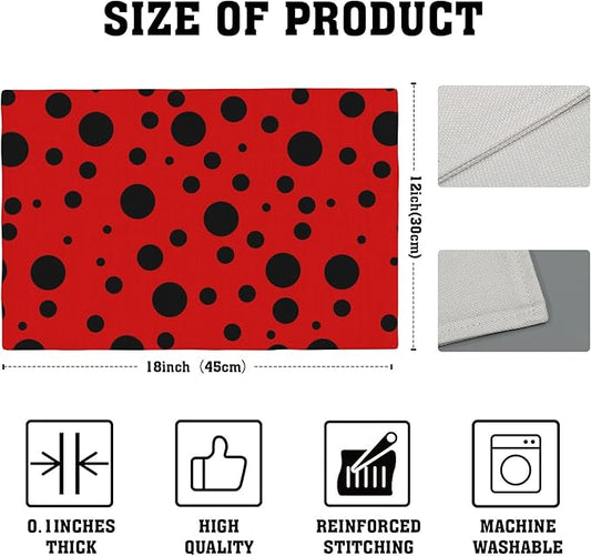 Black Spots Placemats Set of 4, 12x18 Inch Non-Slip Washable Heat Resistant Linen Fabric Table Mats,Place Mats for Holiday Party