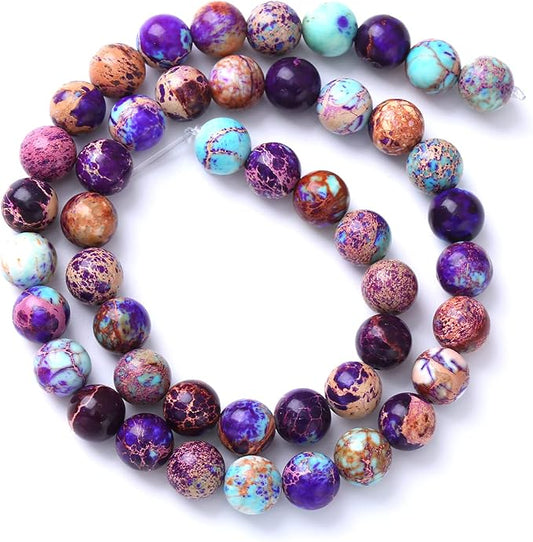6mm 60pcs Natural Stone Galaxy Purple Sea Sediment Imperial Jasper Loose Beads for Jewelry Making DIY Bracelet Necklace