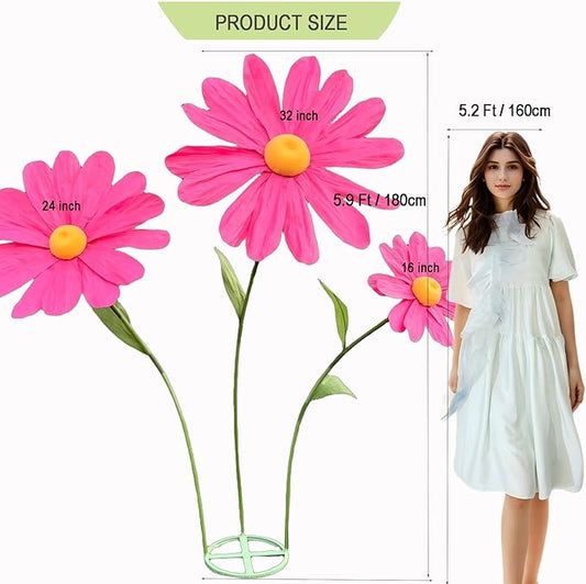 Large Daisy Flowers Artificial,5.9 Ft Giant Paper Flower Decoration,Big Flowers Decor for Birthday Party,Garden,Office,Home,Wedding,Graduation,Shop Window Display(Rose)