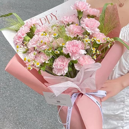 FWSA WRAPS Pink Korean Style Fresh Flower Wrapping Paper 105g Thick Matt Art Craft Floral Paper Bouquet Gift Packaging Supplies Multi Colors (Color 22 (Light Pink))