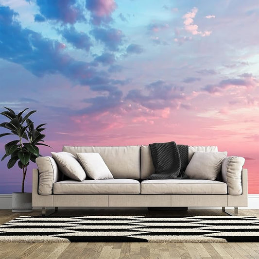 Cliouar-Pink and Blue Clouds Cover The Calm Waters of Lake Onega Peel and Stick 137" x 102"