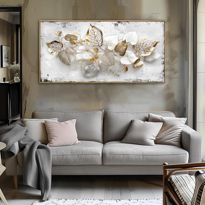 Wall Art Leaf Modern Botanical Artwork Canvas Painting for Living Room Bedroom Dining Room Home Office Decor 30"x60" with Framed