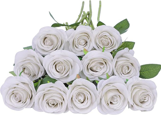 Artificial Rose Flower Artificial Flowers Flower with Long Stem Silk Roses Bouquet for Wedding Bridal Shower Party Home Decoration (Nude, 30 Pcs)