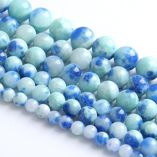 8MM 46PCS Peacock Blue Persian Jade Spacer Loose Beads for Jewelry Making DIY Bracelet Necklace