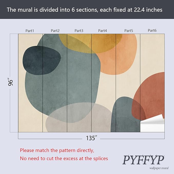 PYFFYP- Abstract Geometric Bohemian Wallpaper murals for Bedroom(Not Peel and Stick)