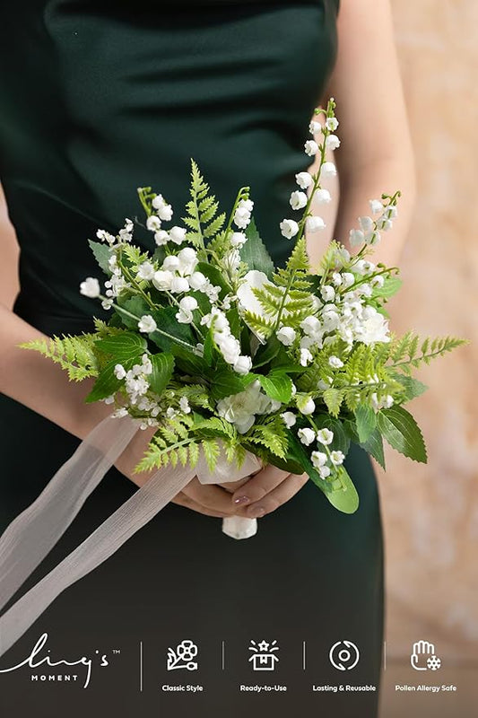 Ling's moment Bridesmaid Bouquet Set of 6, Bridal Bouquets for Bridesmaids, 7 Inch Wedding Bouquets for Bridesmaids, Wedding, Ceremony, Anniversary, etc.