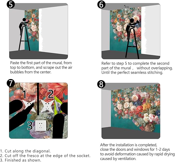 Floral Wallpaper Pink Peony murals Girls Bedroom Botanical Rose Flowers Leaf Aesthetic Room Decor Home Living Room tv Background Large Wall Mural - 137"x96" Not Peel and Stick