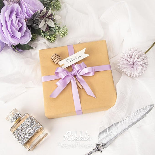Ribbli Lavender Satin Ribbon Double Faced Satin 1/2 inch x Continuous 50 Yards-Light Orchid Purple Ribbon for Gift Wrapping Crafts Wedding Decoration Bows Bouquet Floral Arrangement