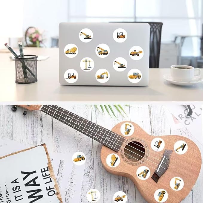 1000 Pcs Truck Car Stickers Bulk.Teacher Reward Stickers for Kids Classroom Boys Girls School,2 Roll 1 Inch Construction Pack Sticker Gift for Party Favors Book Water Bottles Phone Case Laptop