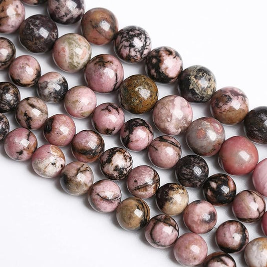 4MM 86PCS Natural Stone Black Stripe Rhodochrosite Gemstone Beads for Jewelry Making DIY Bracelet Necklace Semi Precious Crystal Beads