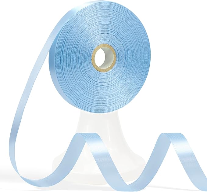 60 Yards Light Blue Ribbon 1/2 Inch, Light Blue Satin Ribbon for Gift Wrapping, Crafts, Flower Bouquet, Wedding, Baby Shower, Festival, Christmas, Halloween