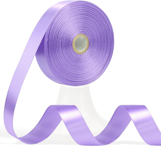 60 Yards Lavender Satin Ribbon 3/4 Inch, Lavender Purple Polyester Fabric Ribbon for Gift Wrapping, Crafts, Flower Bouquet, Wedding, Baby Shower, Festival, Christmas, Halloween
