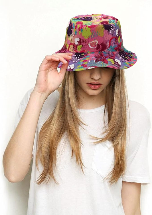 Bucket Hat for Women Men, Cotton Reversible Double Side Wear Sun Hats Beach Fisherman Hat