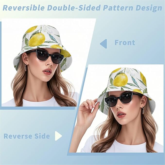 Wildflowers Floral Bucket Hat for Men Women, Summer Vacation Outdoor Travel Reversible Double Side Beach Caps Fisherman Hat