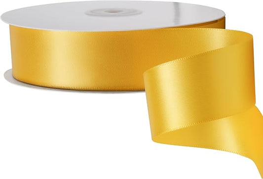 LIUYAXI Yellow Stain Ribbon, 1-1/2" X Continuous 50 Yards, Double Faced Fabric Ribbon Perfect for Gift Wrapping Wedding Birthday Party Chair Sash Christmas Hair Floral Craft Sewing