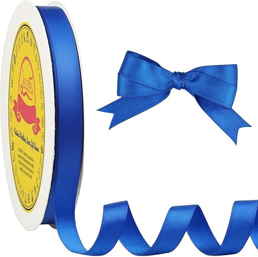 Double Face Royal Blue Satin Ribbon 1/2 inch X 50 Yards Polyester Royal Blue Ribbon for Gift Wrapping Very Suitable for Weddings Party Invitation Decorations and More