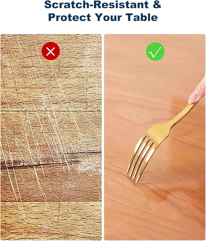24" x 48" Crystal Clear Plastic Table Cover Protector, Spill Resistant Soft PVC Desk Pad Mat, 1.5mm Thick Rectangle Vinyl Table Top Protector for Dresser, Office, Dining Room Table