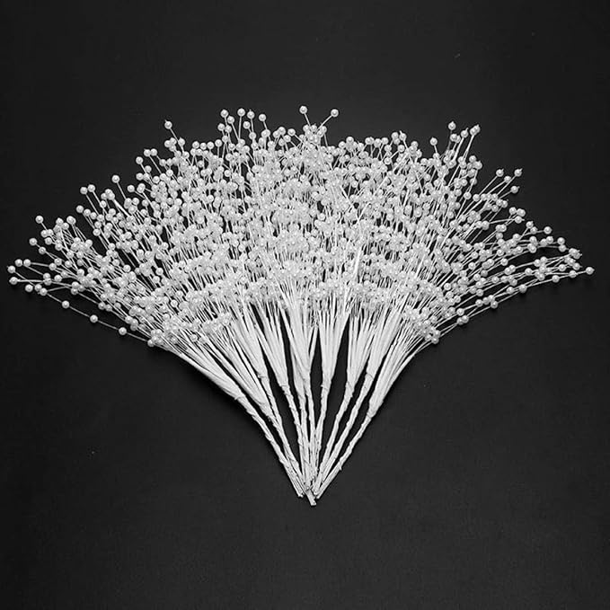 XINHUIDALSQ 100Pcs Bridal Wedding Pearl Bouquet Party Decoration Pearl String Beaded Garland – Beads Garlands Wedding Party Decoration DIY Accessories for Christmas (White)