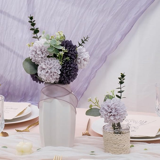 Artificial Flowers, 50pcs Realistic Artificial Rose for DIY Wedding Bouquets Centerpieces Arrangements, Dark Purple and Light Purple Dahlia Flowers with Stem for Bridal Shower Party Home Decorations