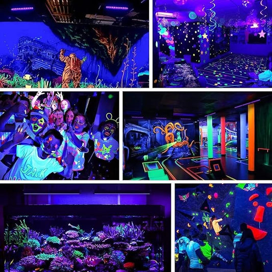 4 Pack 400W LED Black Light,Black Flood Light Outdoor with Plug and Switch, IP66 Waterproof 395nm to 405nm LED UV Blacklight Neon Glow for Glow Party, Halloween, Fluorescent Poster, Body Paint