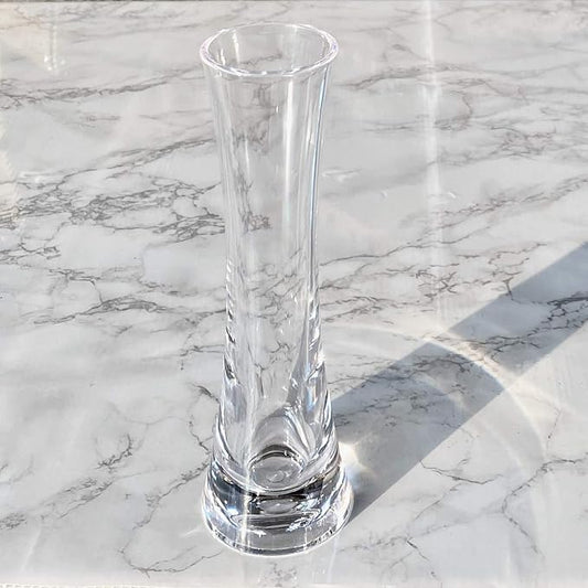 KLIFA- Small Acrylic Round Bud Vase, Shatterproof, High Transparency, Plastic Single Stem Vase, Clear, Hight 7.52 inch, 1 pc