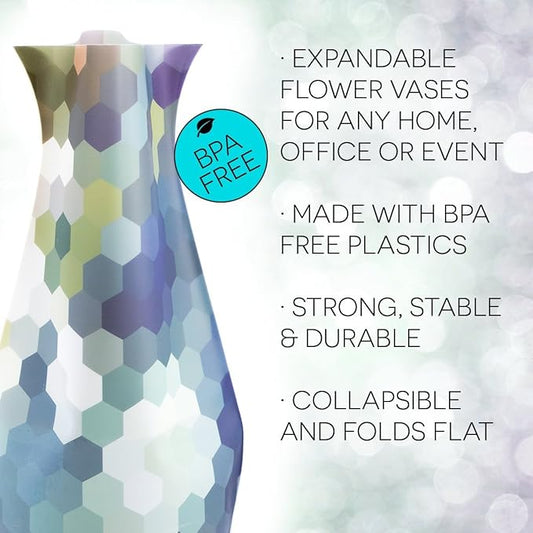 MODGY Expandable Flower Vase Plastic Decorative Modern Vases for Flowers Centerpieces Dining Table Decor Living Room Bathroom Wedding Office, Bizzyb