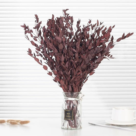 Dried Eucalyptus Leaves Preserved Greenery Stems, 8-14 PCS Eucalyptus Garland Branches, 4 OZ Red Leaves Plant Bundle for Wedding Wreath Party Home Decor Vase Filler