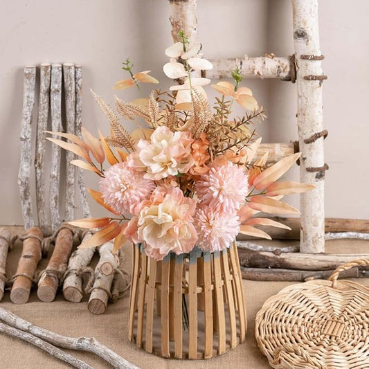 KIRIFLY Artificial Fake Flowers Plants Silk Flower Arrangements Wedding Bouquets Decorations Plastic Floral Table Centerpieces for Home Kitchen Garden Party Décor (Light Pink)
