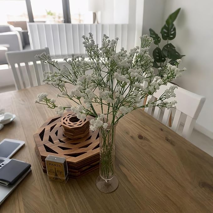 10PCS 21-inch Sturdy Artificial Baby’s Breath Flowers - Non-Shedding Design for Wedding/Home Decor, Realistic Faux Gypsophila with Reinforced Stem Base