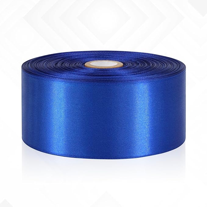 Blue Satin Ribbon 2 Inch 60 Yards, Royal Blue Polyester Fabric Ribbon for Gift Wrapping, Crafts, Flower Bouquet, Hair Accessories, Wedding and Festival Decor