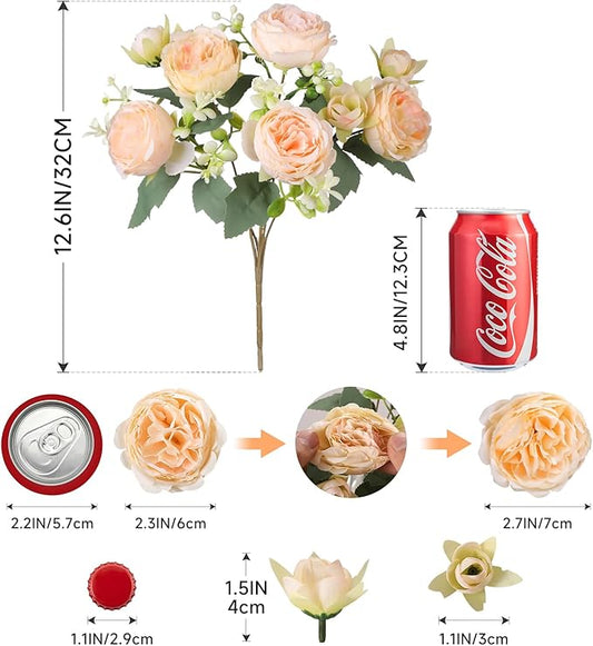 Luyue 8 Packs Peonies Artificial Flowers Vintage Faux Peony Bouquet Fake Flower for Vase Silk Floral Arrangements for Table Centerpiece Wedding Decoration Indoor Home Decor