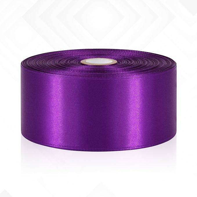 Purple Ribbon 2 Inch, 60 Yards Purple Satin Ribbon for Crafts, Gift Wrapping, Birthday Party, Flower Bouquet, Bows, Wedding and Festival Decor