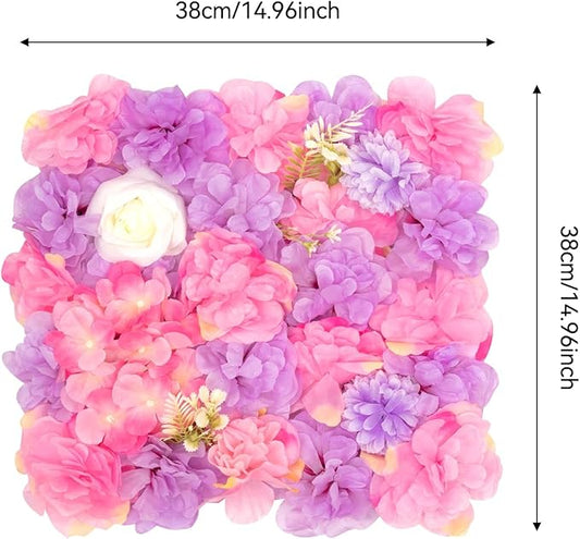 3D Flower Wall Panel 12Pcs Artificial Flower Wall Background Silk Rose Mat for Wedding Wedding Decor Shop Photo Backdrop (Flower Type C)