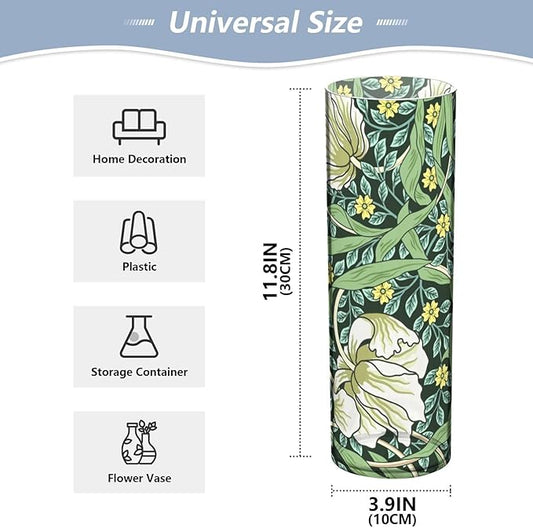 Vase Plastic Vase Elegant Cylinder Flower Vase Shatterproof Decorative Centerpiece for Home Table Office Weddings Events (11.8 x 3.9 in)