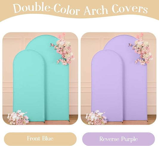 Blue Purple Arch Backdrop Cover Set of 2 Birthday Party Arch Covers 7.2 and 6ft Wedding Arch Cover Stretchy Backdrop Bridal Baby Shower Lavender Lilac Arch Covers Spandex