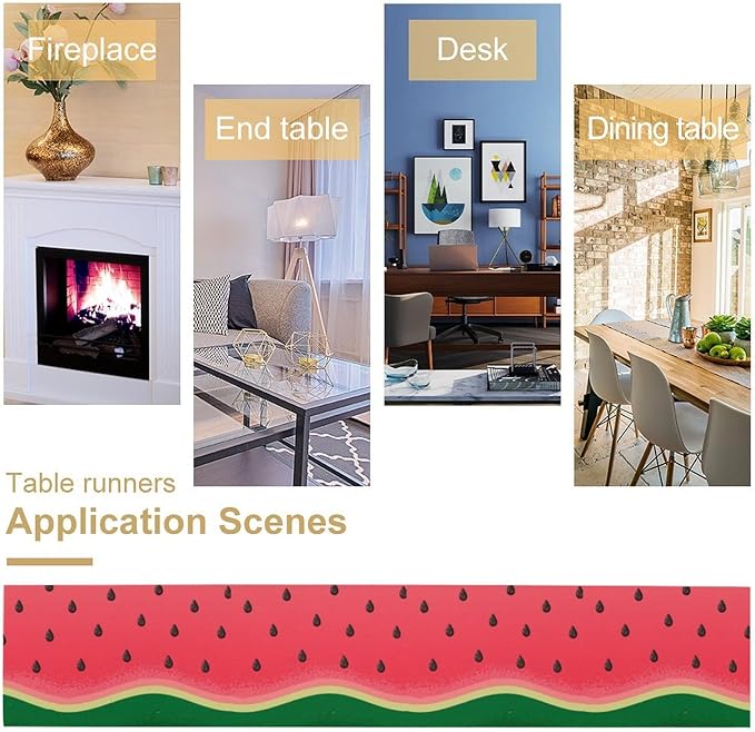 Watermelon Table Runner,Summer Fruit Tropical Birthday Party Decorations Dining Room Home Kitchen Table Decor 13 x 60Inches