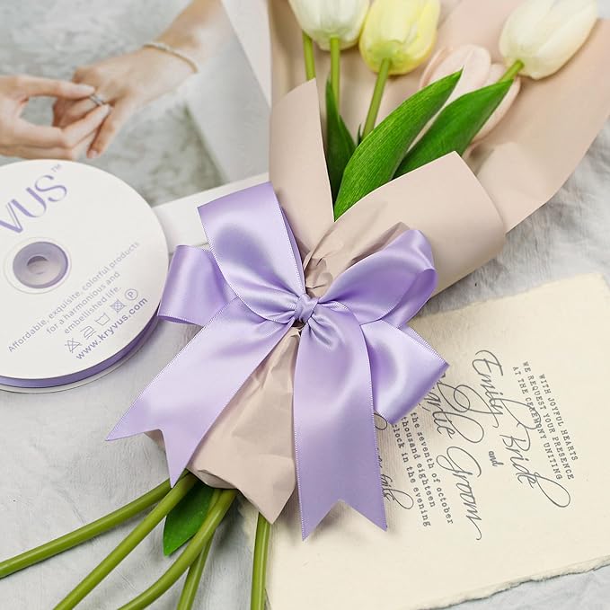 Lavender Satin Ribbon, 1.5 Inch X 25 Yards, Premium Satin Ribbon for Gift Wrapping, Crafts, Hair Bow Making, Sewing, Flower Bouquet, Wedding Party Decor