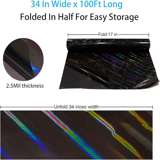CMFYHM Iridescent Black Cellophane Wrap Roll I 34 In Wide X 100 Ft Long I Colorful Cello Perfect For Baskets,Gifts, Treats,Birthday Holiday Wedding Floral, Party Arts Crafts Decoration (Black)