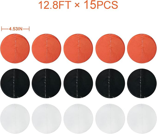 192 Ft Orange Black White Party Decorations Polka Dots Garland Streamer Backdrop for Halloween Fall Autumn Graduation Birthday Baby Shower Wedding Engagement Bachelorette Bridal Shower Party Supplies