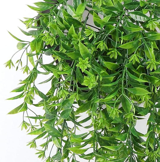 PASYOU Artificial Hanging Plant for Outdoor Decor, Fake Vine Faux Plants Plastic Ivy Leaves Foliage UV Resistant Greenery Flowers Home Garden Indoor Door Wall Wedding Party Decoration - Green 4 Pack