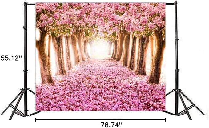 AOFOTO 10x8ft Spring Cherry Blossom Backdrop Sweet Pink Flowers Tree Floral Petal Boulevard Photography Background Wedding Photo Studio Props Girl Bride Woman Lady Mother Artistic Portrait Wallpaper