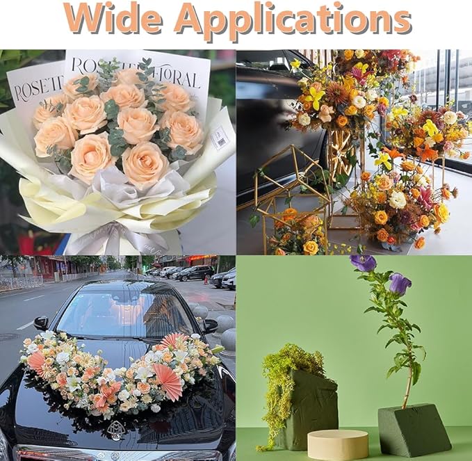 6 PCS Wet Floral Foam Blocks for Fresh Flowers, Each (9"L x 4.1"W x 2.7"H)Green Foam for Flower Arrangements, Florist Foam Bricks for Weddings, Birthdays Gifts, Flower Foam Blocks for Crafts