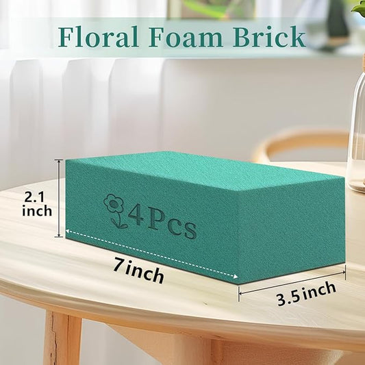 SupKing Floral Foams Blocks 4Pcs (7" L x 3.5" W x 2.1''H) Green Wet Dry Flower Foam Bricks Large Florist Plant Foam for Artificial and Fresh Flower Arrangement