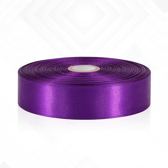 Purple Satin Ribbon 1 Inch, 60 Yards Fabric Ribbon for Hair, Flower Bouquet, Crafts, Gift Wrapping, Graduation Wreaths, Invitation Cards, Festival Decor