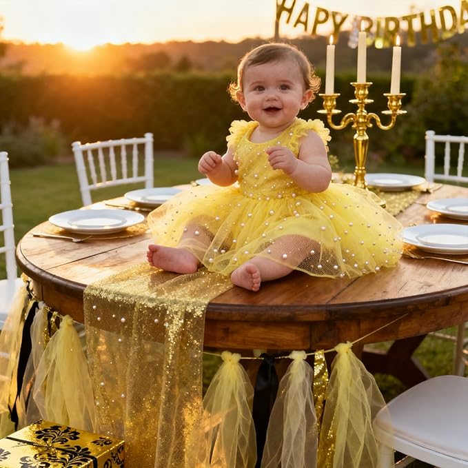Yellow Tulle Mesh Ribbon 6 Inch x 100 Yards(300ft) Netting Spool Fabric Ribbon Ideal for Tutu Skirt Art Gift Wrapping Flower Bouquet Crafts Weddings Floral Arrangements