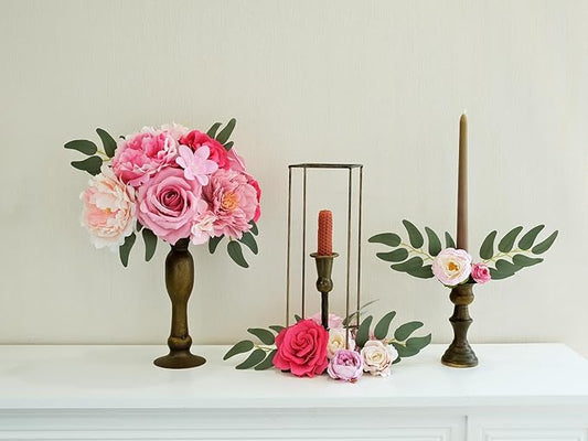 Artificial Flowers Pink Bouquets Box Set for DIY Bridal Wedding Shower Decorations Fake Floral Arrangements for Party Centerpieces Baby Shower Home Decor