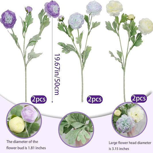 6 Pcs Artificial Flowers Silk Peony Rose Single Stem Artificial Flowers Faux Peony Bouquet Floral Arrangements Bundle Fake Flowers Bulk for Table Centerpiece Wedding Farmhouse Home