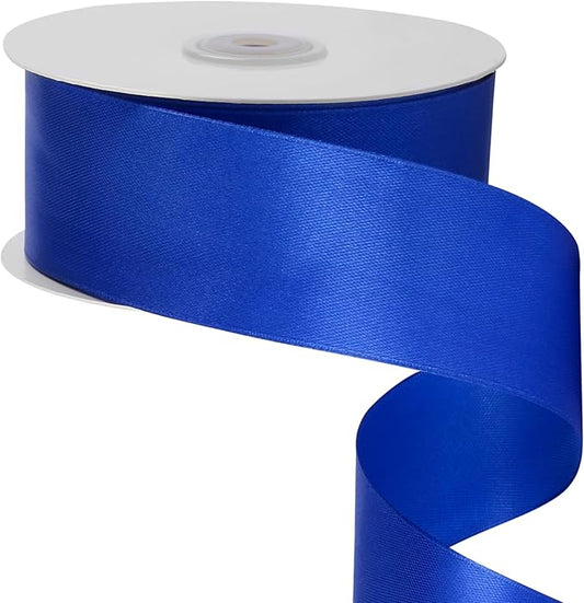 LIYAXI 1-1/2 Inches 50 Yards Blue Satin Ribbon, Solid Fabric Ribbon Roll for Flower Bouquets, Gift Wrapping, Wedding, Handmade Crafts