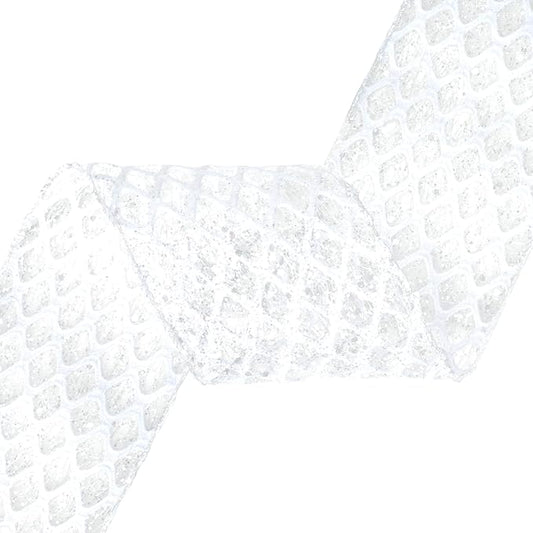 VATIN 4" White Christmas Ribbon, White Glitter Mesh Diamond Web Sequin Dots Wired Christmas Ribbon for Gift Wrapping Bow Making Wreath Supply-10 Yards